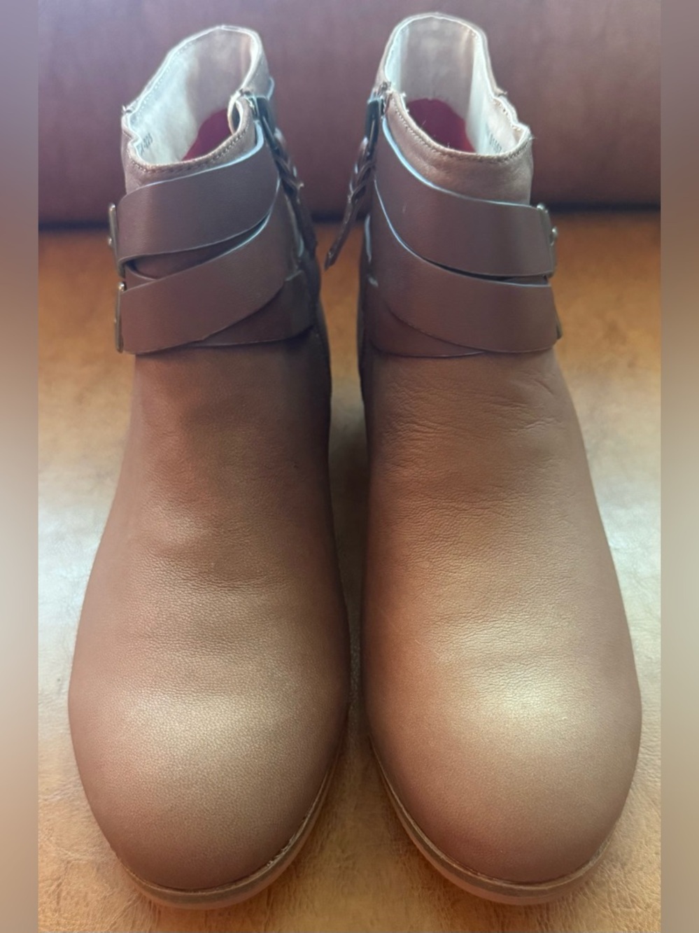 SoftWalk Rancho Booties Tan Leather Double Strap Side Zip Size 10W - Picture 4 of 10